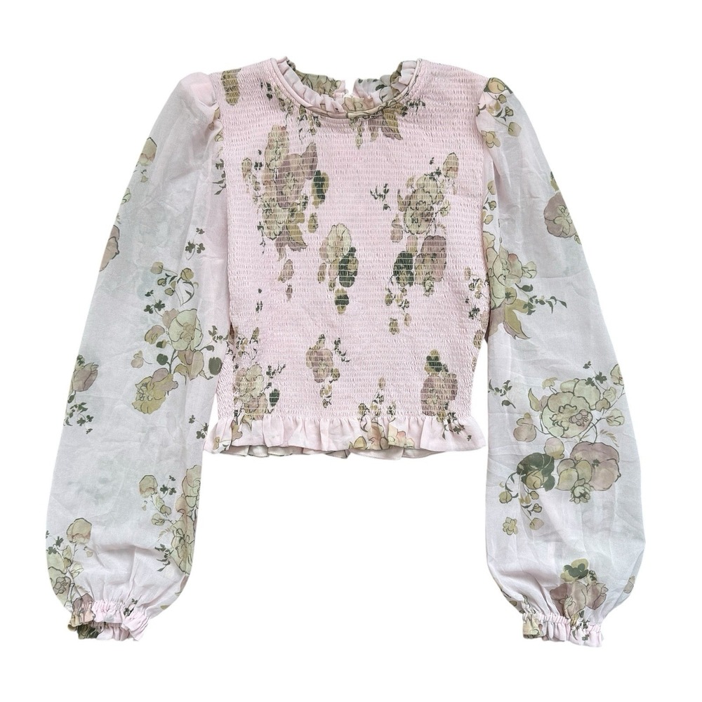 Aritzia New Tempest Blouse Pink Chiffon Womens XS Cottagecore Romantic Feminine